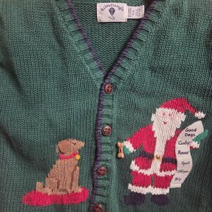 Kitestrings Vintage Christmas Cardigan Sweater Kids 5/6 Good Dog Santa List